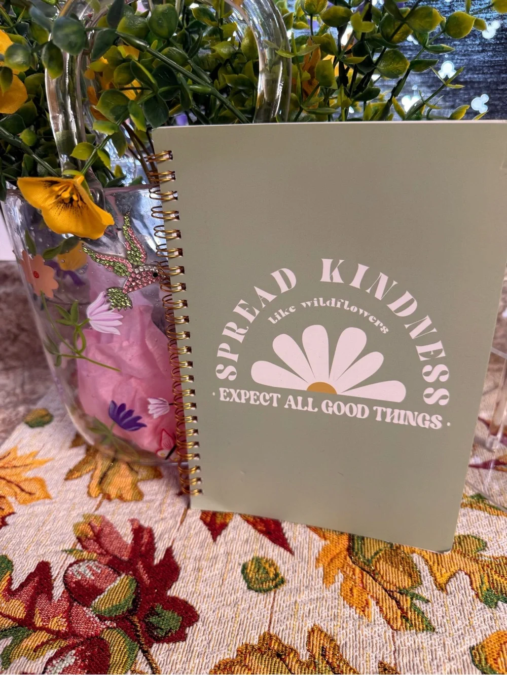 Spread Kindness Sage Green Spiral Notebook by